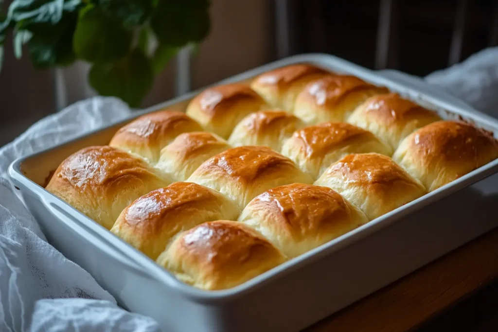 Baked sourdough cinnamon rolls in a pan