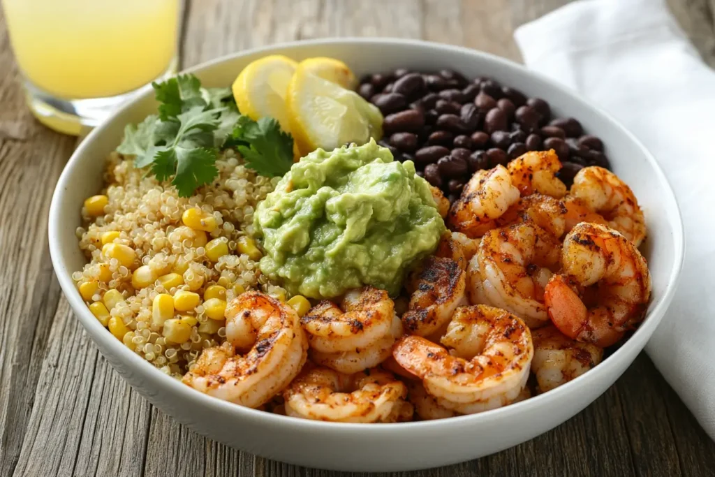 Cajun Shrimp Bowl with Quinoa and Guacamole