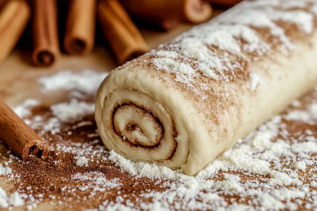 Rolling Out the Sourdough Cinnamon Roll Dough