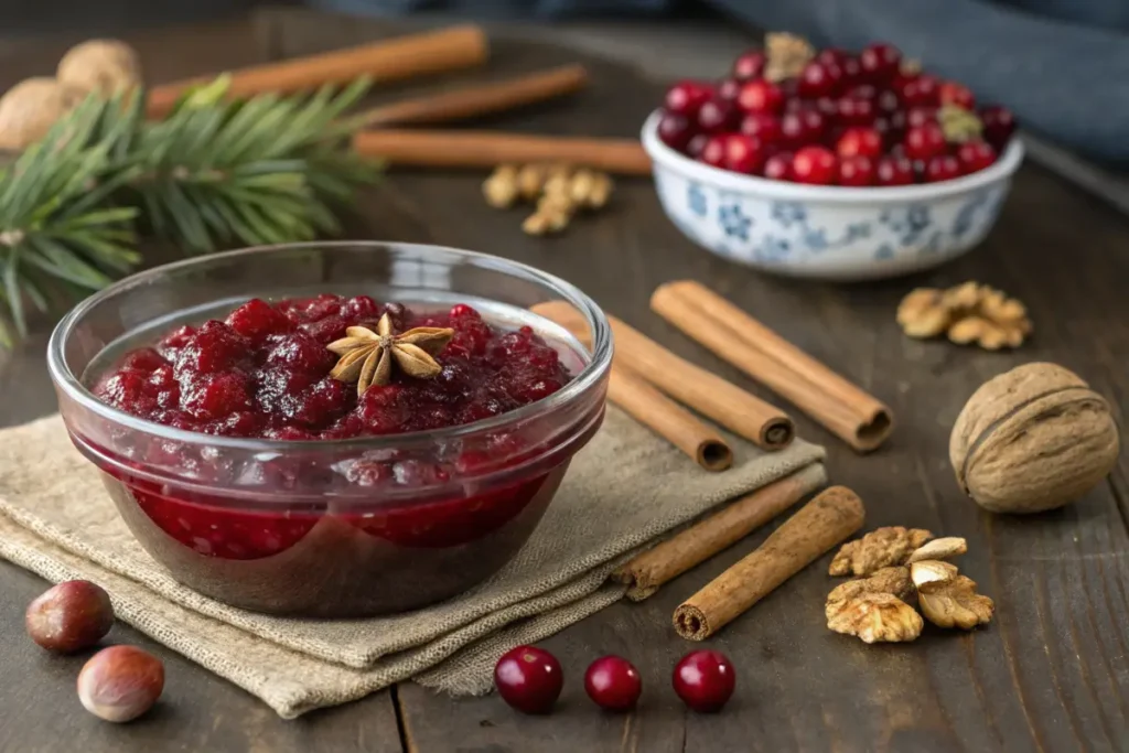 Whole berry cranberry sauce with healthy ingredients