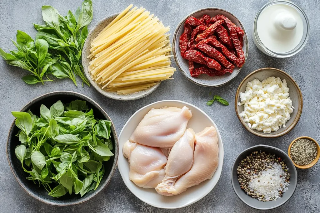 Ingredients for making Marry Me Chicken Pasta