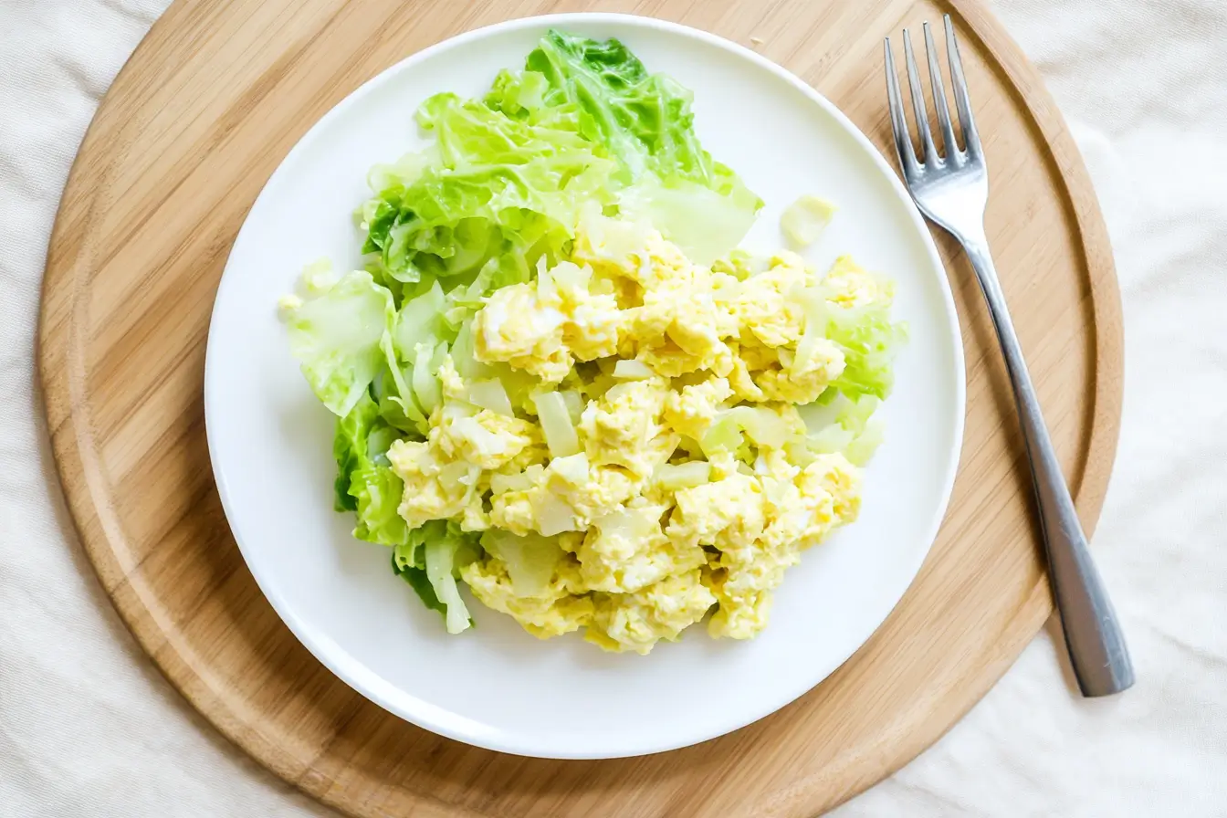 Finished cabbage egg scramble, a quick and tasty cabbage egg recipe